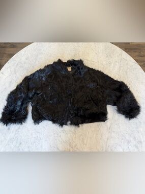 Free People We The Free Black Faux Fur Coat Size XL Luxe Statement Jacket